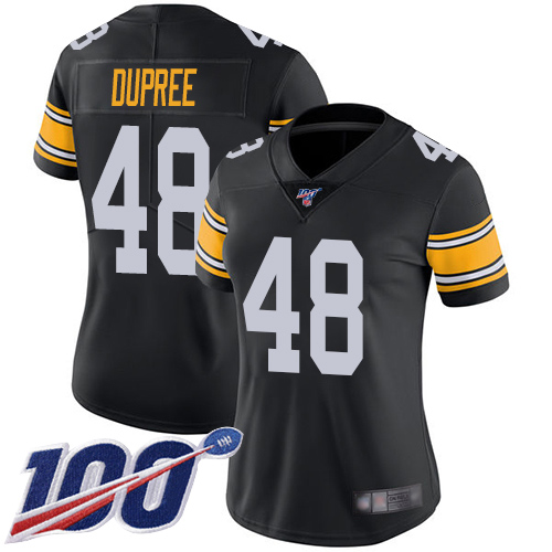 Women Pittsburgh Steelers Football #48 Limited Black Bud Dupree Alternate 100th Season Vapor Untouchable Nike NFL Jersey->women nfl jersey->Women Jersey